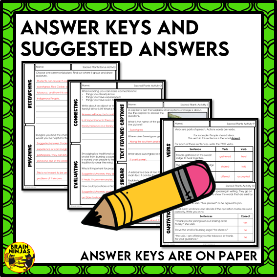 Sacred Plants Reading Comprehension Activities | Paper and Digital