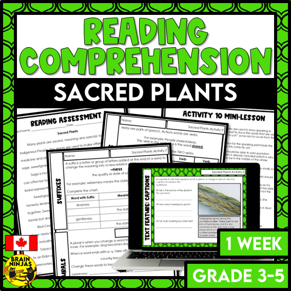 Sacred Plants Reading Comprehension Activities | Paper and Digital
