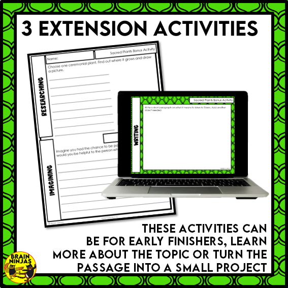 Sacred Plants Reading Comprehension Activities | Paper and Digital