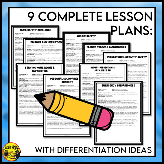 Safety and Responsibility | Health and Wellness Unit | Paper and Digital | Grade 4 to 6