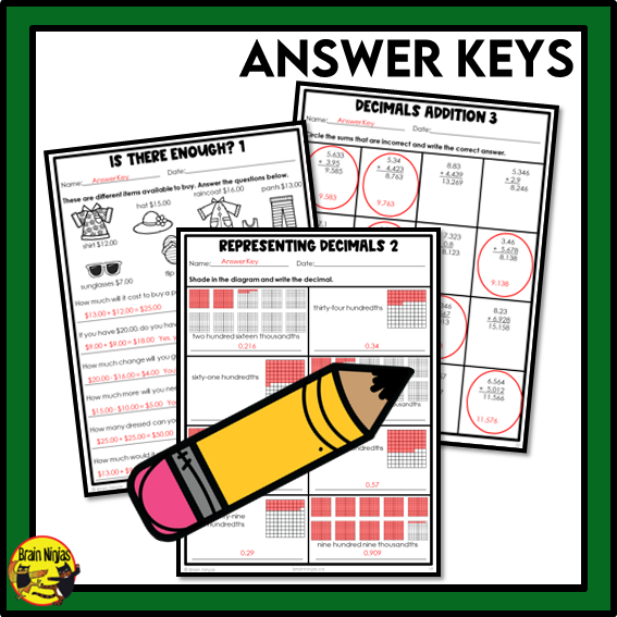 Saskatchewan Aligned Decimals and Fractions Math Worksheets Bundle | Paper | Grade 5