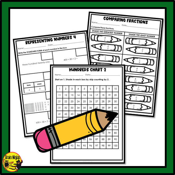 Saskatchewan Aligned Number Math Worksheets Bundle | Paper | Grade 3
