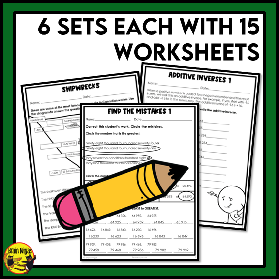 Saskatchewan Aligned Number Math Worksheets Bundle | Paper | Grade 6
