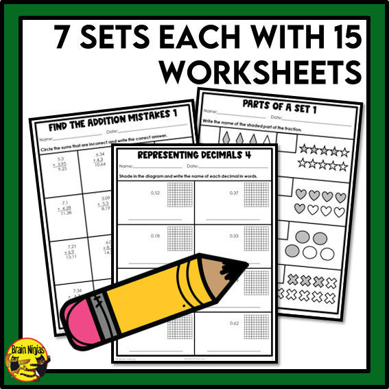 Saskatchewan Aligned Decimals and Fractions Math Worksheets Bundle | Paper | Grade 4