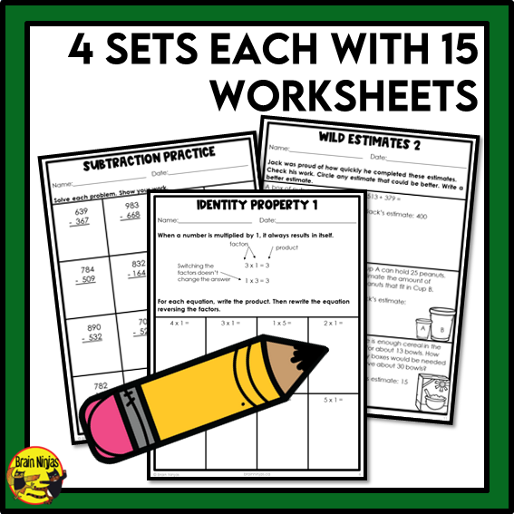 Saskatchewan Aligned Number Operations Math Worksheets Bundle | Paper | Grade 3