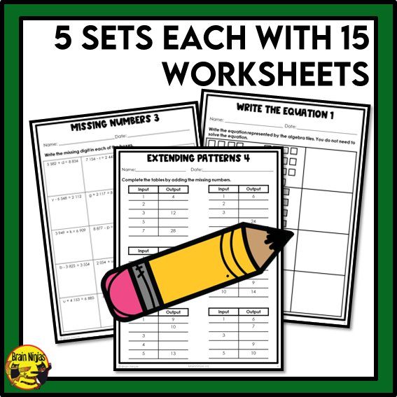 Saskatchewan Aligned Patterns and Algebra Math Worksheets Bundle | Paper | Grade 4