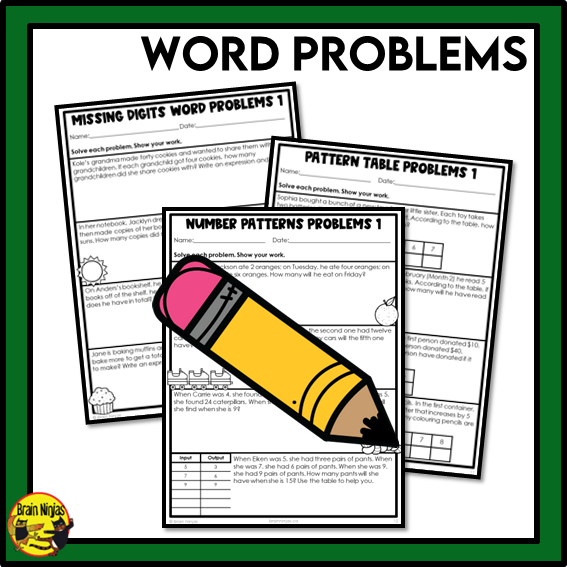 Saskatchewan Aligned Patterns and Algebra Math Worksheets Bundle | Paper | Grade 5