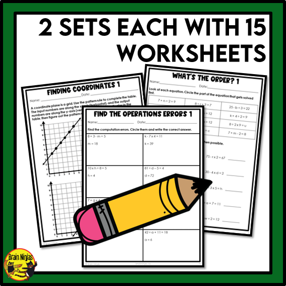 Saskatchewan Aligned Patterns and Algebra Math Worksheets Bundle | Paper | Grade 6