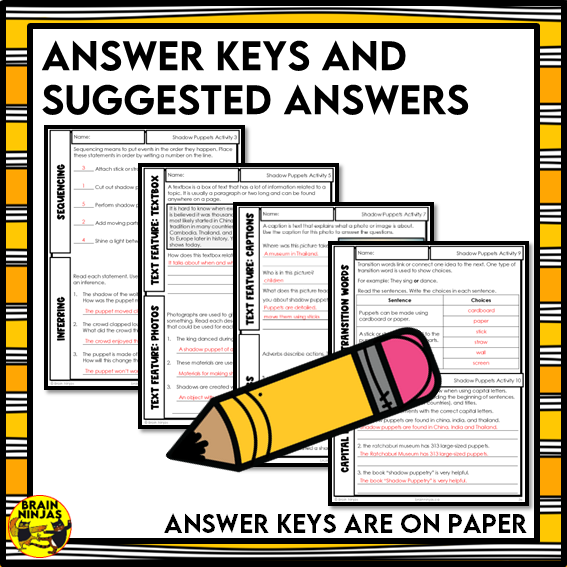 Shadow Puppets Reading Comprehension Activities | Paper and Digital