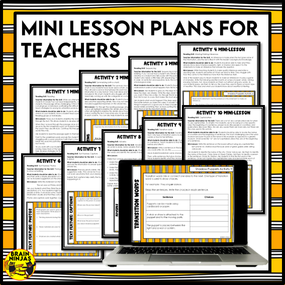 Shadow Puppets Reading Comprehension Activities | Paper and Digital