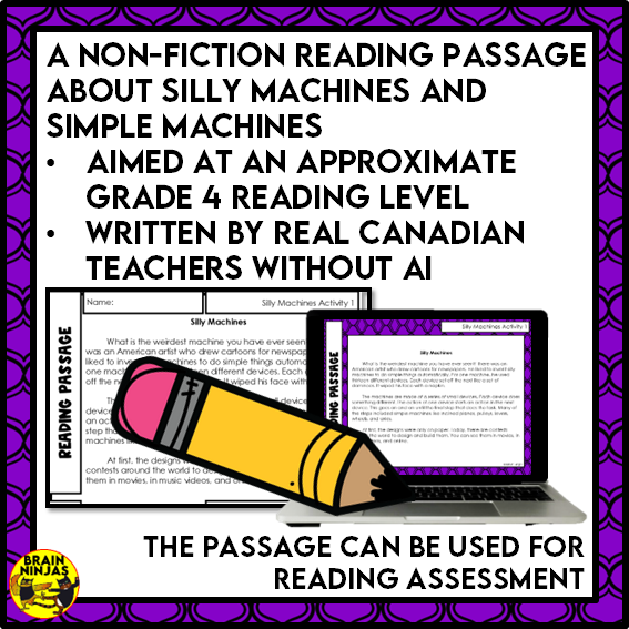 Silly Machines Reading Comprehension Activities | Paper and Digital