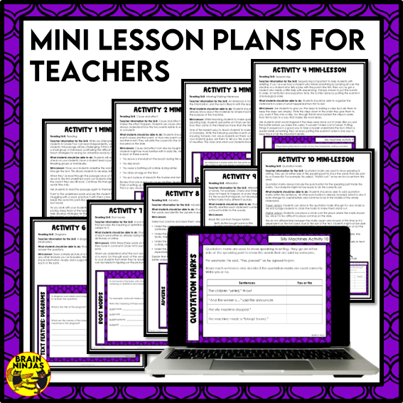 Silly Machines Reading Comprehension Activities | Paper and Digital