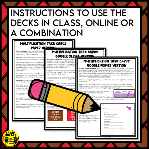 Simple Multiplication with Factors up to 5 Math Task Cards | Paper and Digital