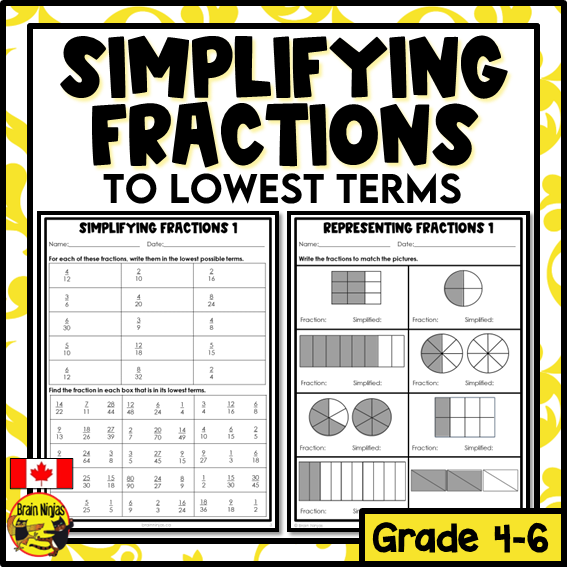 Simplifying Fractions Math Worksheets | Paper