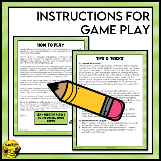 Emotional Regulation Bingo Game | Health and Wellness Activity | Paper and Digital