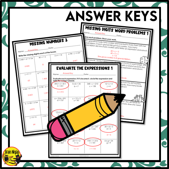 Solving Equations With Variables All Operations Math Worksheets | Paper | Grade 5
