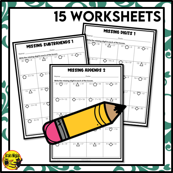 Missing Addends and Subtrahends Math Worksheets | Paper | Grade 3