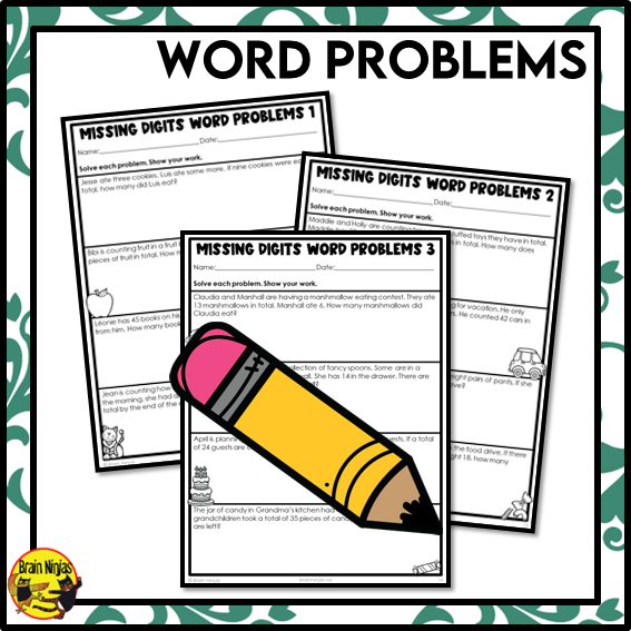 Missing Addends and Subtrahends Math Worksheets | Paper | Grade 3