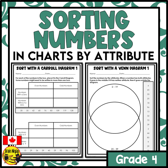 Sorting Numbers in Charts by Attributes Math Worksheets | Paper | Grade 4