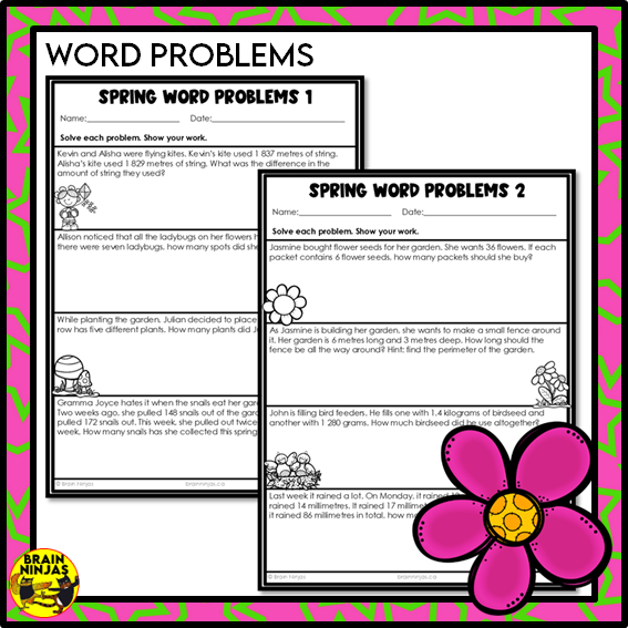 Spring Math Worksheets Numbers up to 10 000 | Paper