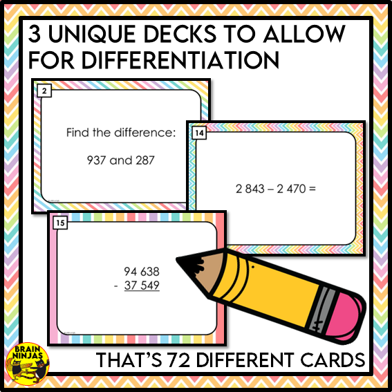 Subtraction With Regrouping Within 100 000 Task Cards | Paper and Digital