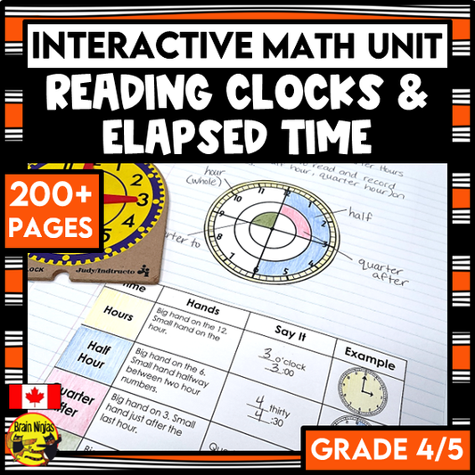 Reading Clocks and Elapsed Time Interactive Math Unit | Paper | Grade 4 Grade 5