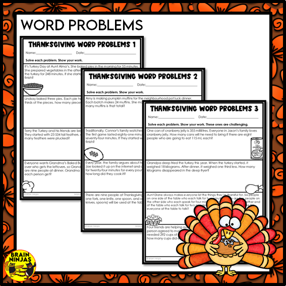Thanksgiving Math Worksheets for Numbers up to 1 000 000 | Paper