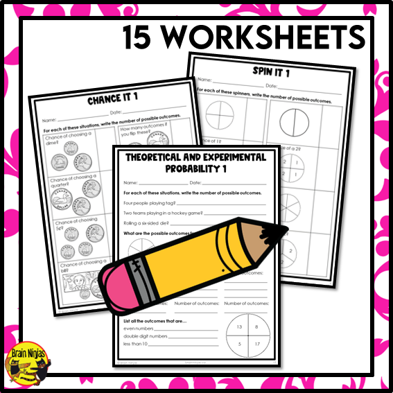 Theoretical and Experimental Probability Outcomes Math Worksheets | Paper | Single Event | Grade 6