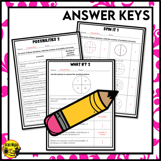Theoretical and Experimental Probability Outcomes Math Worksheets | Paper | Single Event | Grade 6