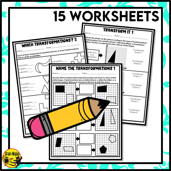 Transformations of 2D Shapes Math Worksheets | Paper | Multiple Events