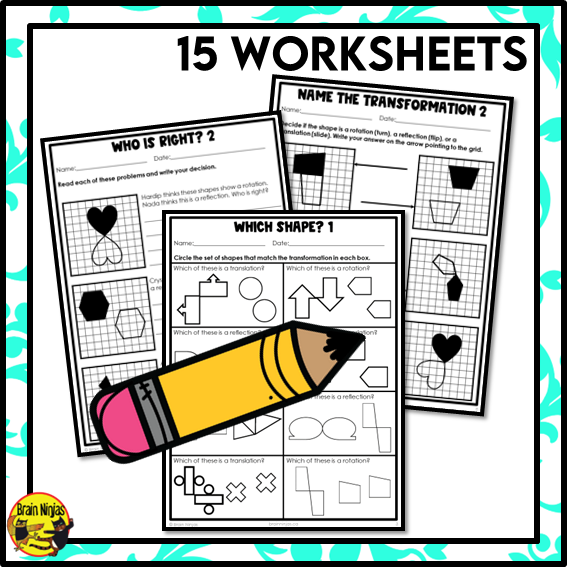 Transformations of 2D Shapes Math Worksheets | Paper | Single Event
