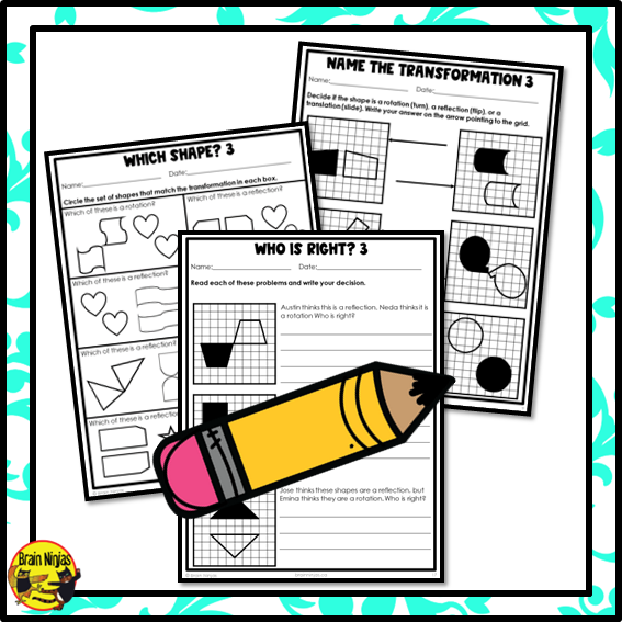 Transformations of 2D Shapes Math Worksheets | Paper | Single Event