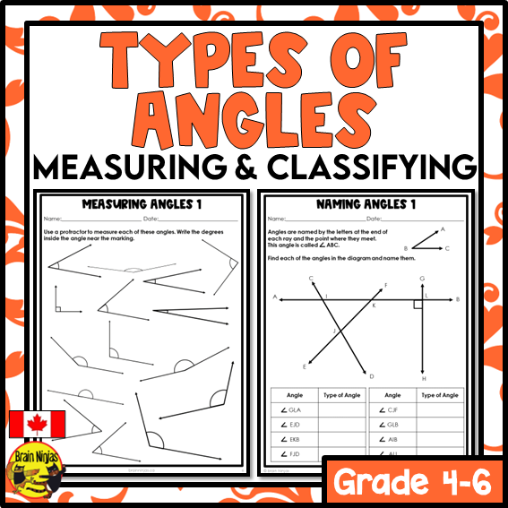 Classifying and Measuring Angles Math Worksheets | Paper