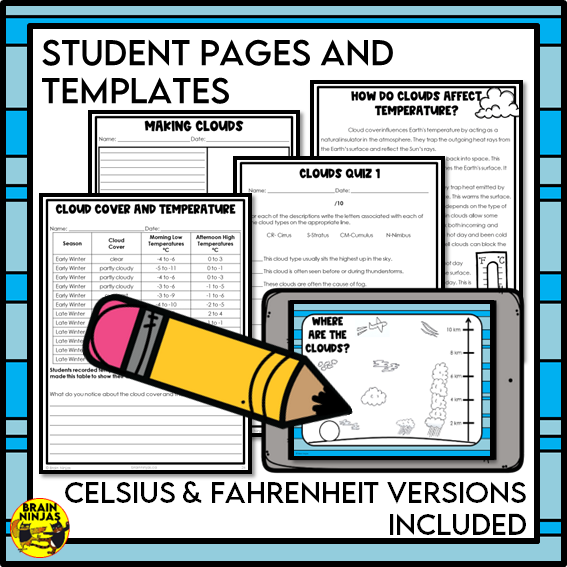 Types of Clouds and Cloud Cover Weather Lessons | Paper and Digital
