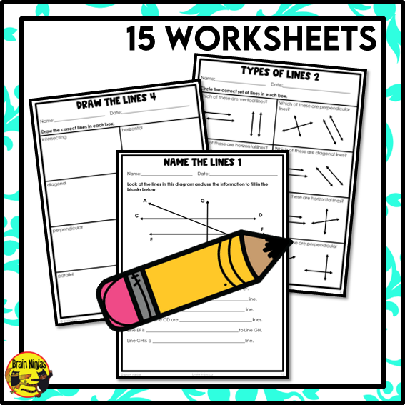 Types of Lines Math Worksheets | Paper