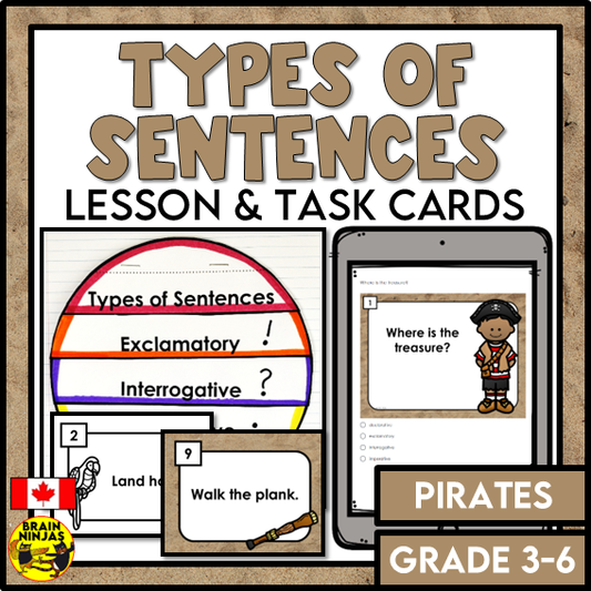 Types of Sentences Identifying and Punctuating With Pirate Theme | Paper and Digital