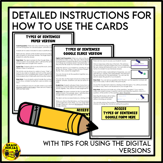 Types of Sentences Identifying and Punctuating | Paper and Digital