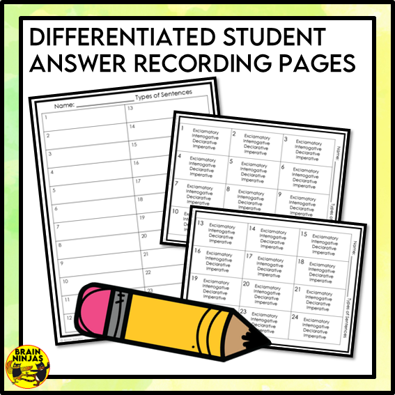 Types of Sentences Identifying and Punctuating | Paper and Digital