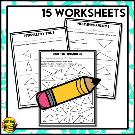 Types of Triangles Classifying By Attributes Math Worksheets | Paper