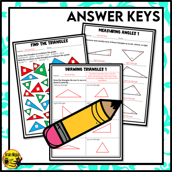 Types of Triangles Classifying By Attributes Math Worksheets | Paper