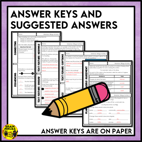 Ukrainian Cultural Heritage Village Reading Comprehension Activities | Paper and Digital