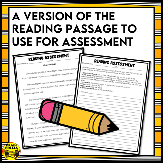 Ultraviolet Light Reading Comprehension Activities | Paper and Digital