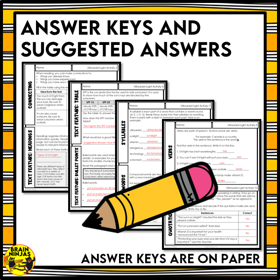 Ultraviolet Light Reading Comprehension Activities | Paper and Digital