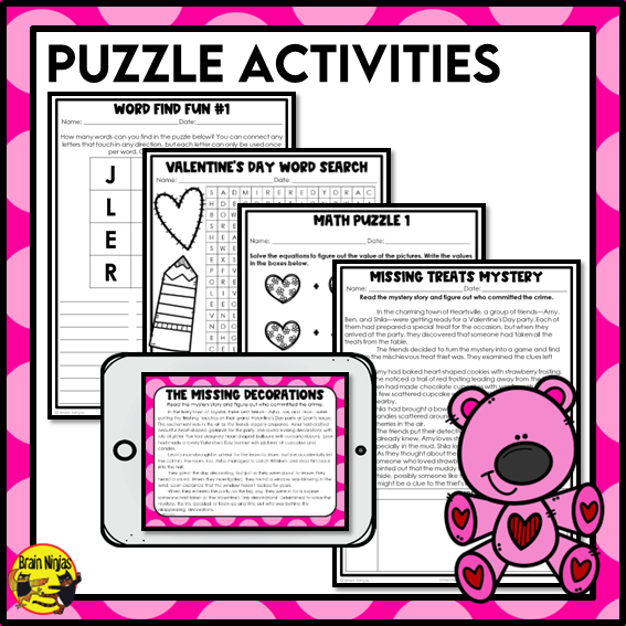 Valentine's Day Activities Word Games and Puzzles | Paper and Digital