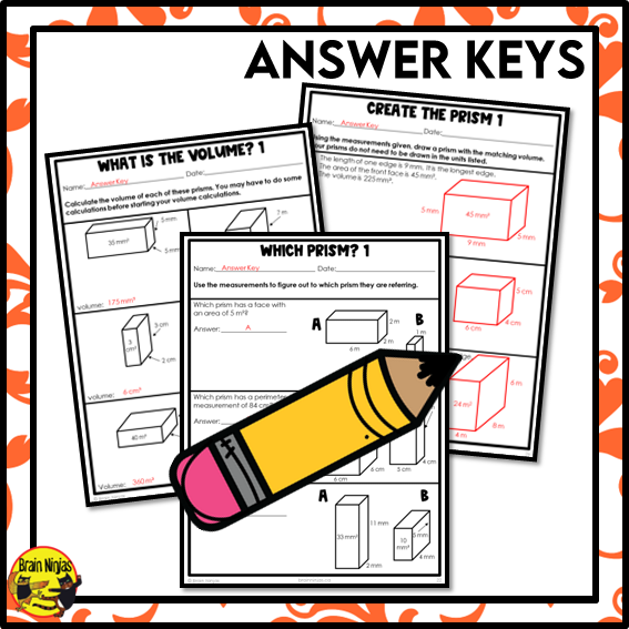 Volume Area and Perimeter of Rectangular Prisms Math Worksheets | Paper | Metric Units