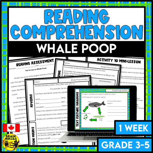 Whale Poop Reading Comprehension Activities | Paper and Digital
