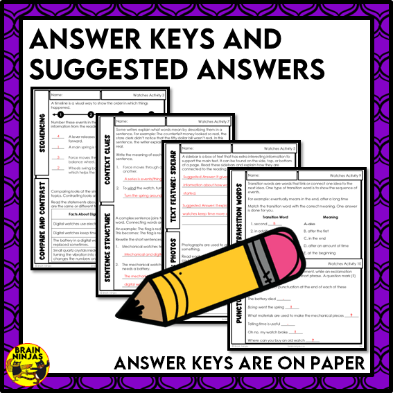 Mechanical Watches Reading Comprehension Activities | Paper and Digital