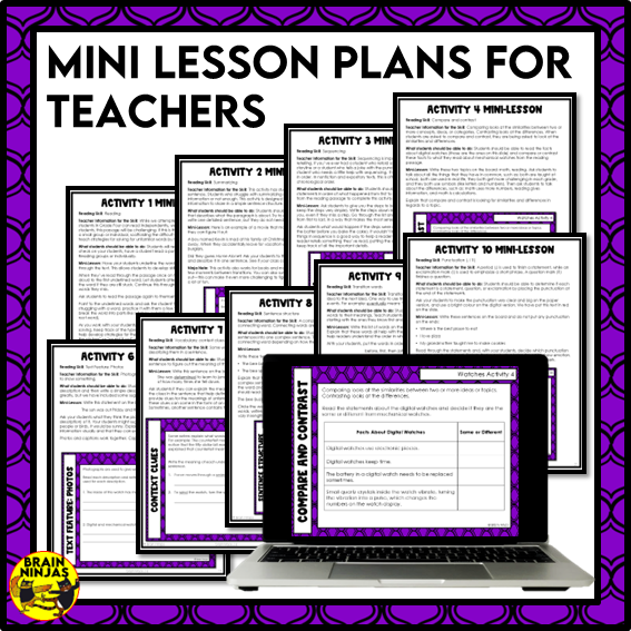 Mechanical Watches Reading Comprehension Activities | Paper and Digital