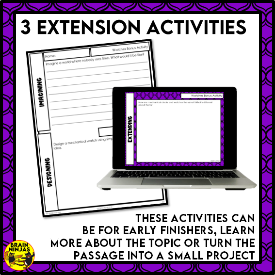 Mechanical Watches Reading Comprehension Activities | Paper and Digital