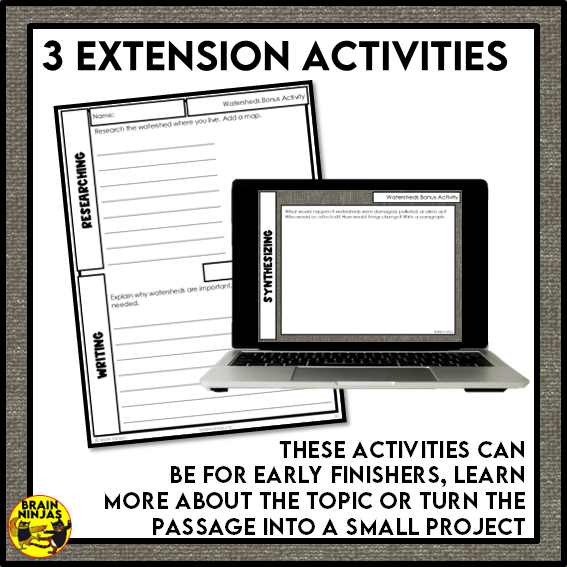 Watersheds Reading Comprehension Activities | Paper and Digital
